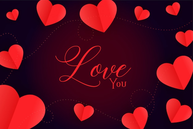 Free Vector Red Hearts With Love You Message