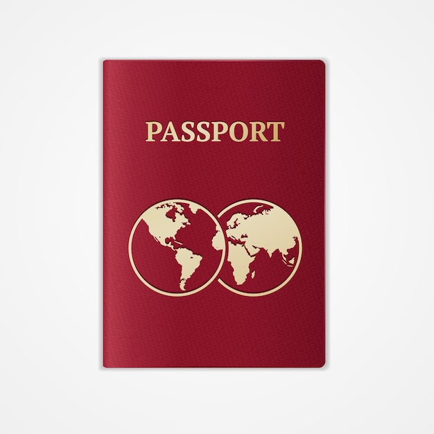 Premium Vector | Red international passport with map isolated on white ...