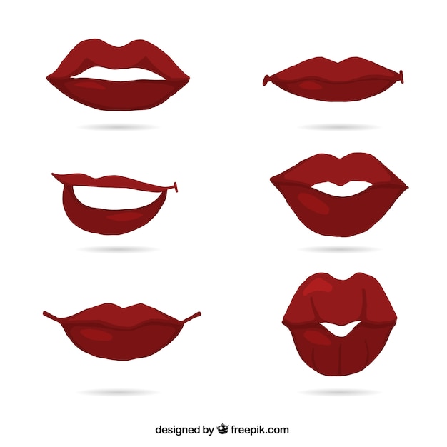 Red Lips Set Vector 