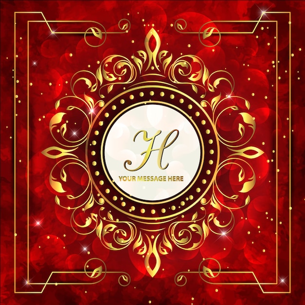 Free Vector | Red luxury golden floral logo brand