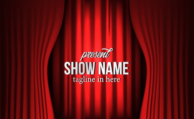 Premium Vector | Red luxury red silk curtain backdrop at theater show