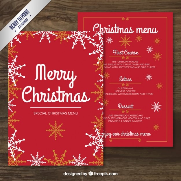 free-vector-red-merry-christmas-menu-template