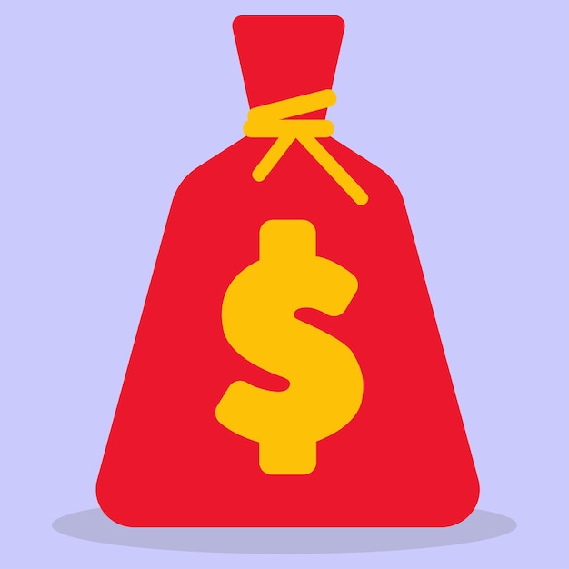 Premium Vector | A red money bag. flat vector icon. money. wealth.