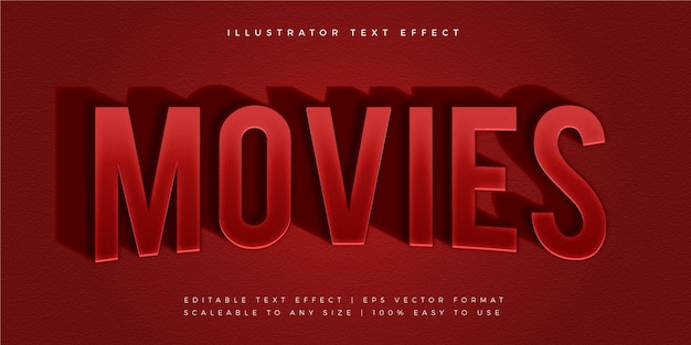 Premium Vector | Red movie long shadow text style font effect