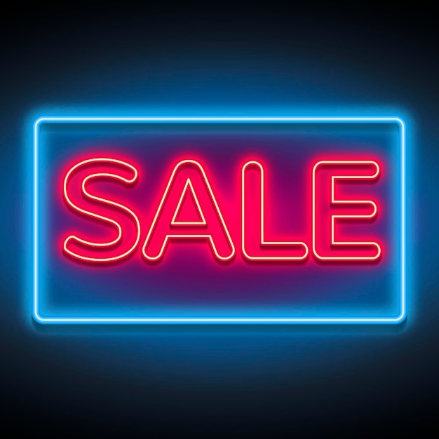 Free Vector | Red neon sale sign