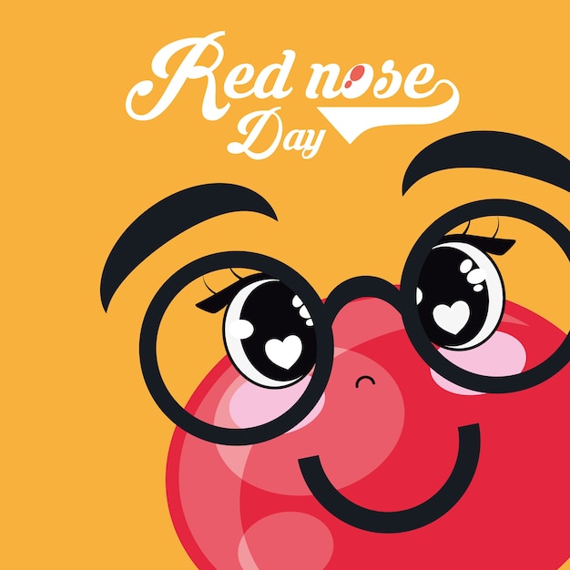 Premium Vector Red nose day design with cartoon red nose