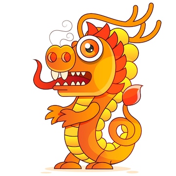 Premium Vector | Red and orange ancient chinese traditional dragon ...