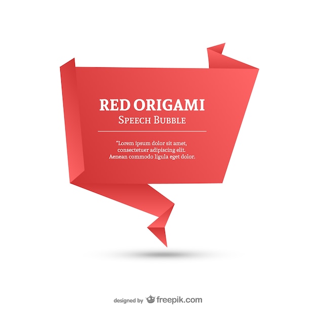 Download Free Download This Free Vector Red Origami Speech Bubble Template Use our free logo maker to create a logo and build your brand. Put your logo on business cards, promotional products, or your website for brand visibility.