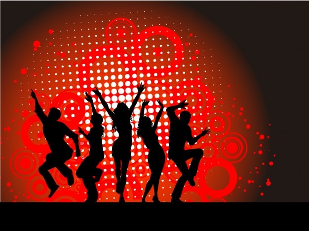 Red Party Background with Dancing
Silhouette