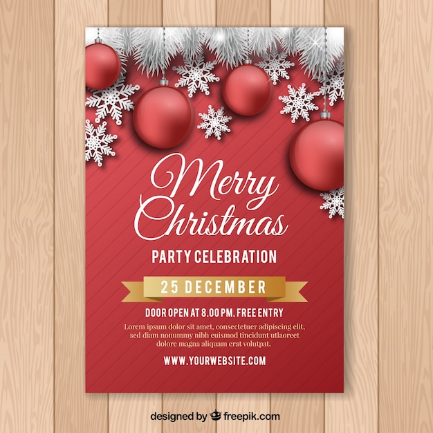 Free Vector | Red poster for christmas celebration