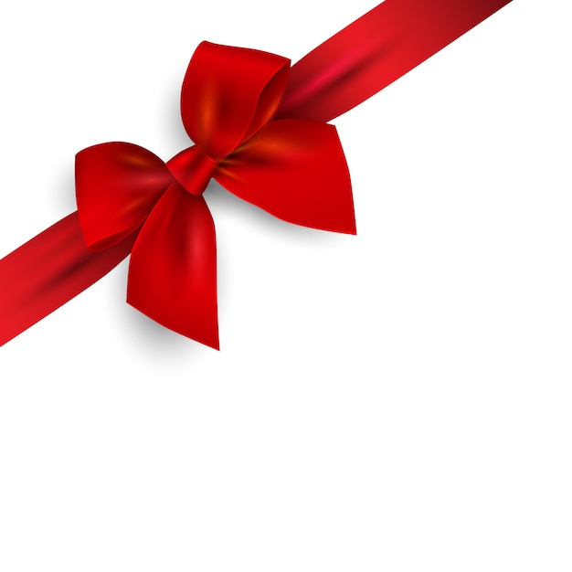 Premium Vector | Red realistic bow with ribbon isolated on angle