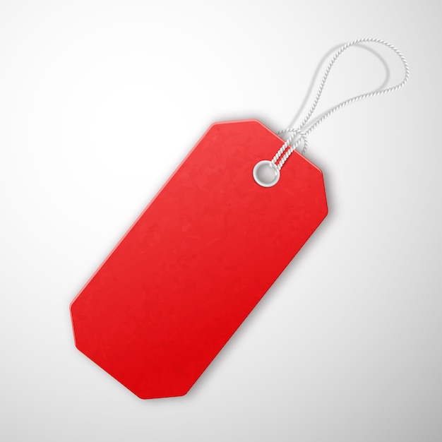 Premium Vector | Red realistic textured sell tag with rope.