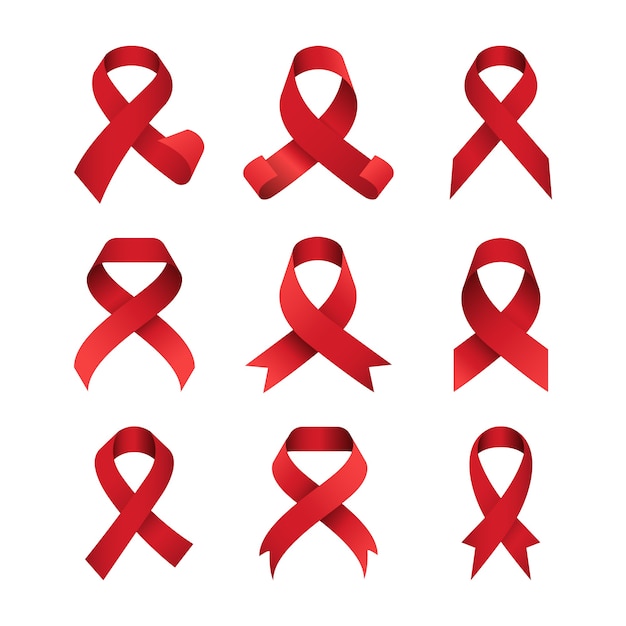 Premium Vector | Red ribbon aids symbol collection