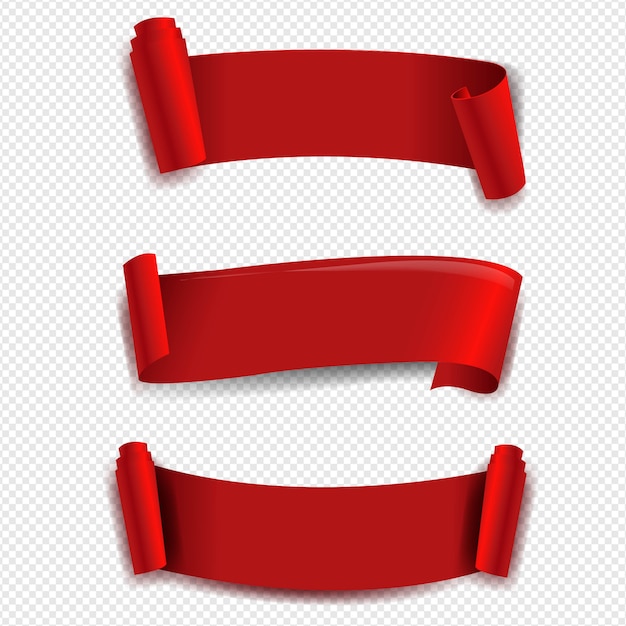 Premium Vector | Red ribbon set on transparent