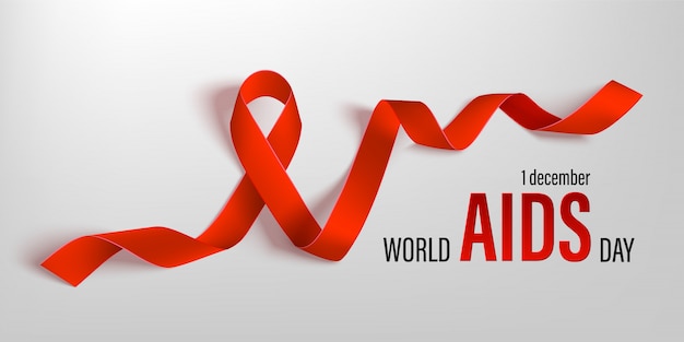 Premium Vector | Red ribbon of the world aids day vector banner