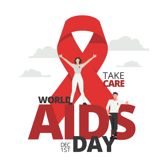 Red ribbon world aids day Free Vector