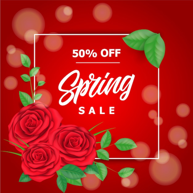 Red roses spring sale background