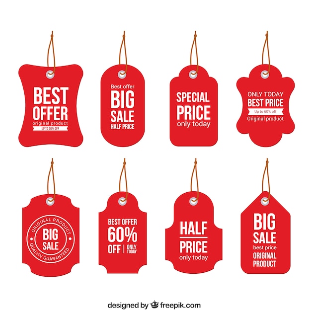 Premium Vector | Red sale labels