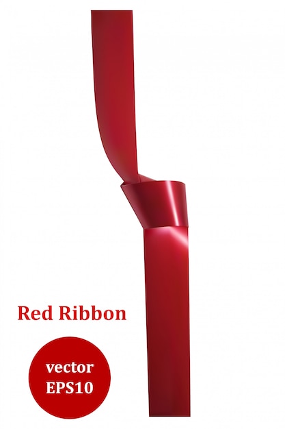 結び目と赤いサテンのリボン デザイン要素ベクトルイラスト プレミアムベクター