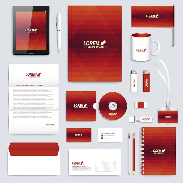 Download Premium Vector | Red set of corporate identity template. modern branding stationery mock-up ...