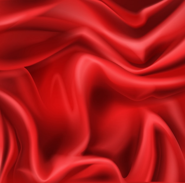 Red silk folded fabric background, luxurious textile decoration ...