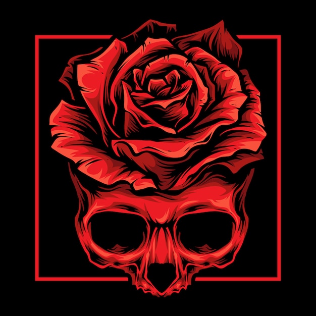 Red skull roses logo Vector | Premium Download