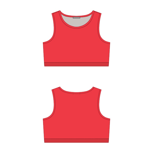 Download Red sports bra technical sketch on white background. women's yoga underwear design template ...