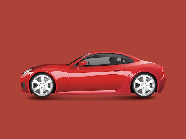 赤い背景ベクトルで赤スポーツカー 無料のベクター