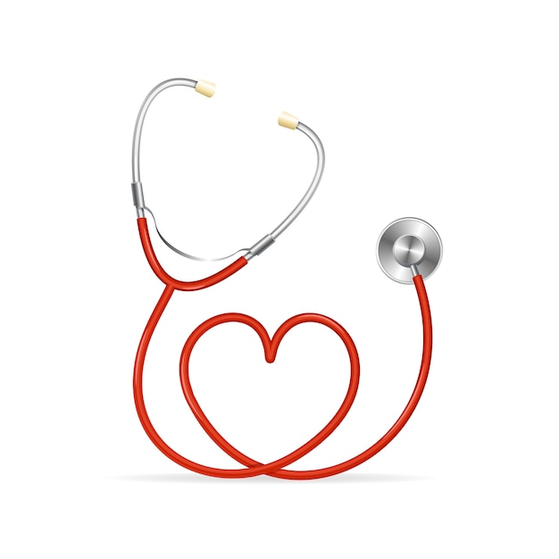 Download Premium Vector | Red stethoscope in shape of heart