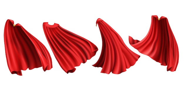赤いスーパーヒーローマントセット 無料のベクター