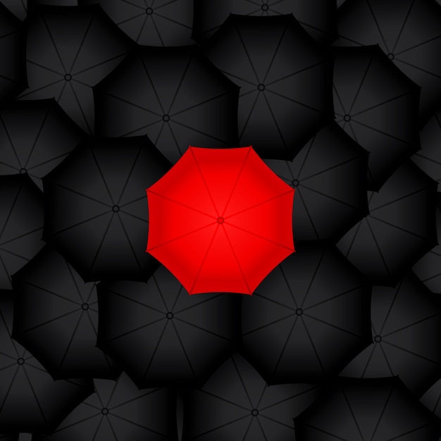 Download Free Red Umbrella Among Many Black Umbrellas Premium Vector Use our free logo maker to create a logo and build your brand. Put your logo on business cards, promotional products, or your website for brand visibility.