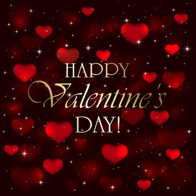 Premium Vector | Red valentines background with blurry hearts and stars ...