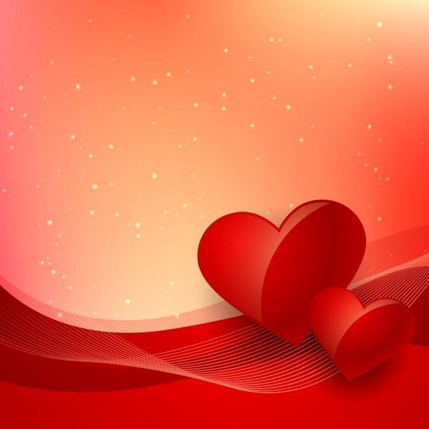 Red valentines background with waves and\
hearts