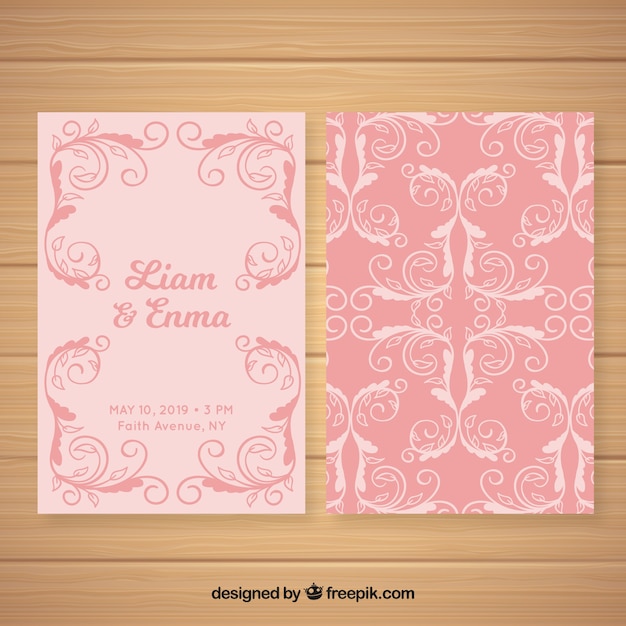 Download Free Vector | Red vintage wedding invitation template