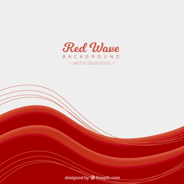 Red waves background with flat design Vector | Free Download