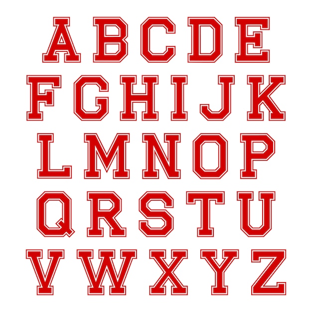 Premium Vector | Red and white alphabet letters on white background