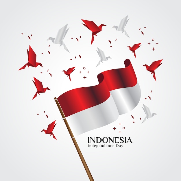 The Red And White Flag The Indonesian National Flag Flying With