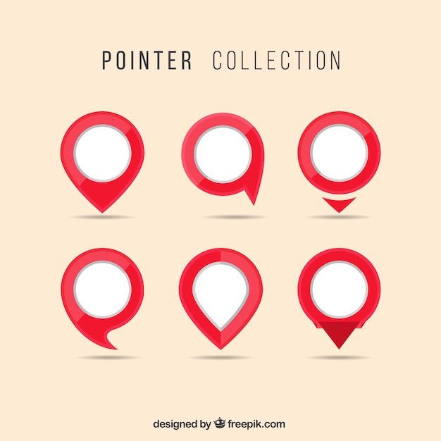 Red and white pointer collection Free Vector
