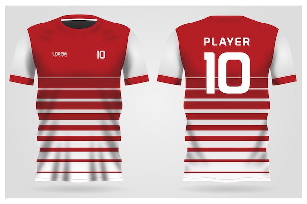 red and white striped soccer jersey