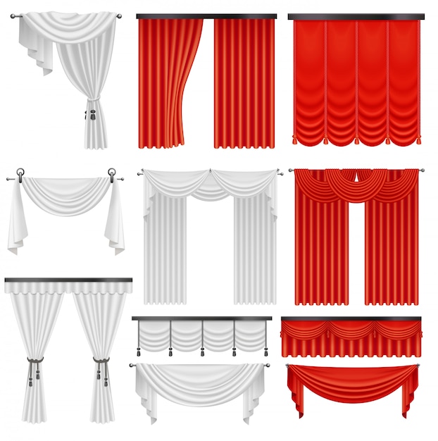 Red And White Velvet Silk Curtains, White Luxury Curtains