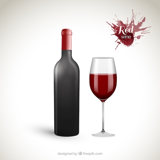 Red wine bottle and wineglass