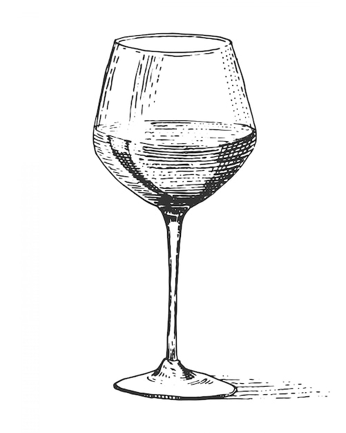 Download Red wine glass vintage engraved, hand drawn old | Premium Vector