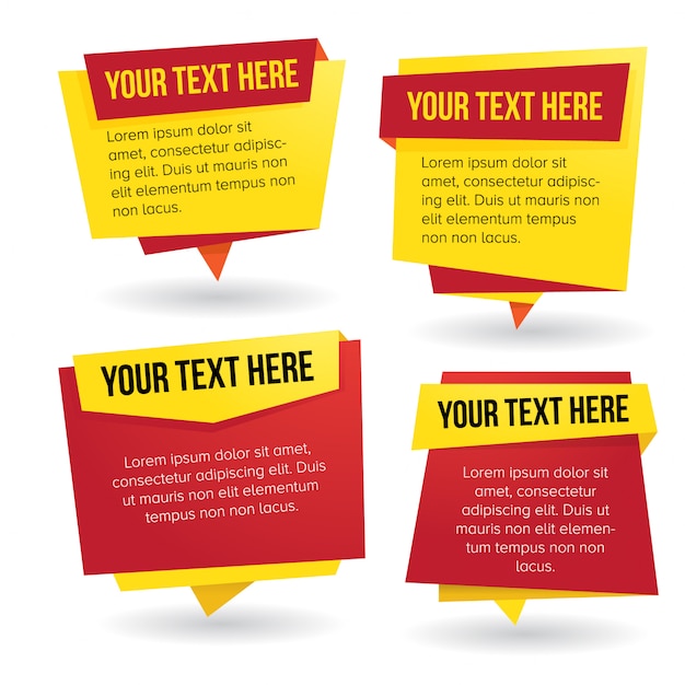 Red and yellow themed paper banner vector set Premium Vector