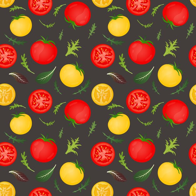 Premium Vector | Red and yellow tomatoes on dark background. tomato ...