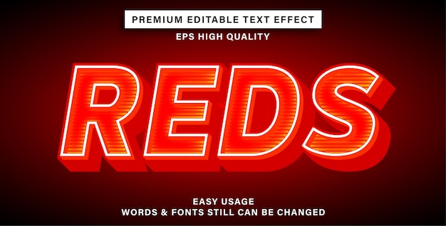 Premium Vector | Reds text effect style