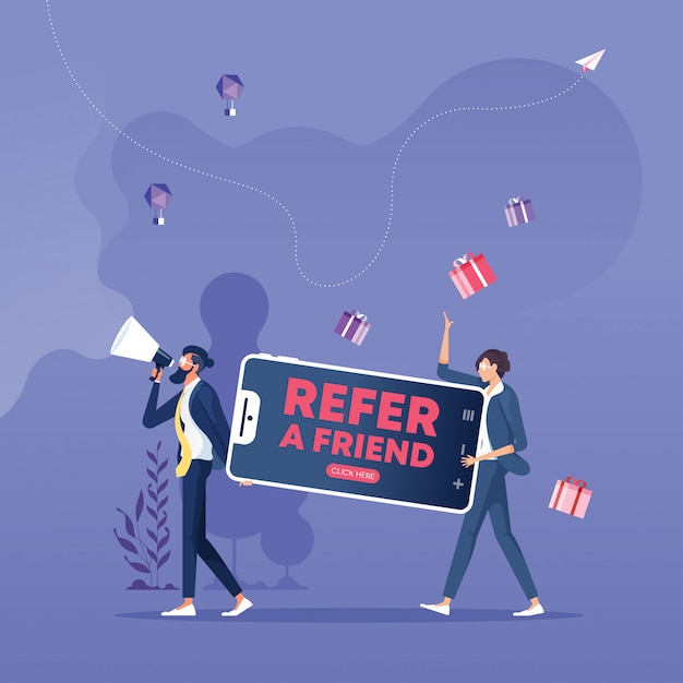 Premium Vector Refer a friend concept .referral program and social