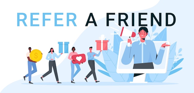 Premium Vector | Refer a friend flat vector illustration.