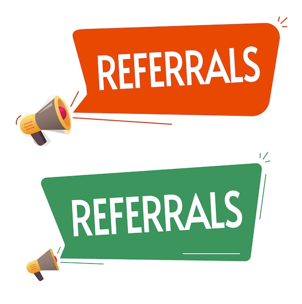 Premium Vector | Referrals word or refer a friend program bubble in ...