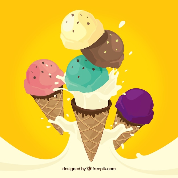 Refreshing background of delicious ice\
creams