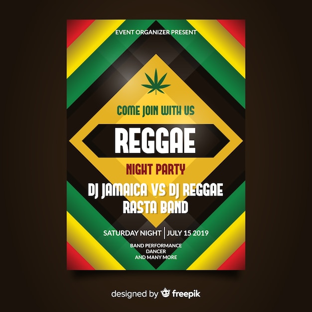 Download Free Reggae Party Night Flyer Free Vector Use our free logo maker to create a logo and build your brand. Put your logo on business cards, promotional products, or your website for brand visibility.